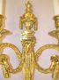 A pair of ormolu aries head Louis XVI style sconces