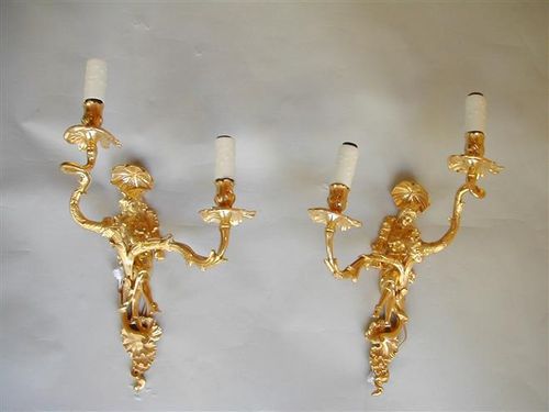 Paire d'appliques de Style Louis XV modèle "Arlequin et Arlequine" 