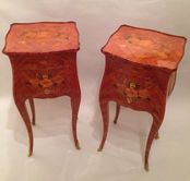 Pair of Louis XV bedside tables with marquetry