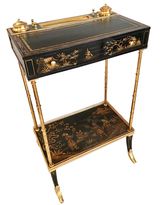 Lacquer, marquetery and giltbronze Napoleon III writing Table