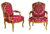 A pair of Louis XV beechwood armchairs, stamped by I.GOURDIN, 18th century.