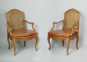 Pair of caned louis XV armchairs stamped by Nogaret a Lyon