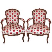 A pair of Louis XV cabriolet armchair stamped M. Delaporte 