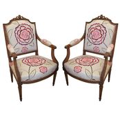 A pair of Louis XVI period "A la Reine" armchairs