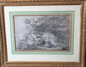 Bacchanal scene with nymp and Satyrs, pencil on Paper signed and dated 1778