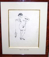 Femme Nue. Dessin Encre de chine signé Théodore van Elsen, Circa 1930. 