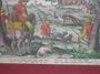Gravure de chasse: La chasse aux lièvres avec Guépard