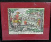 Gravure, La chasse aux lièvres avec Guépard d'après Jan Van der Straeten, dit Stradanus.