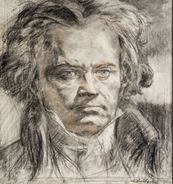 Portrait Beethoven Fusain Sur Papier Signé Alméry Lobel Riche