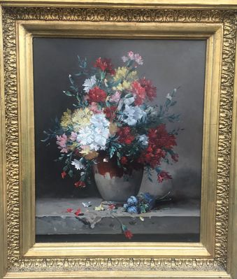 Bouquet de fleurs signé Eugene Cauchois