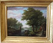 Waterfall landscape signed Eugène Deterre