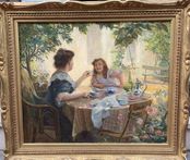 Collation Dans Le Jardin Signé Léon Mayet Daté 1909