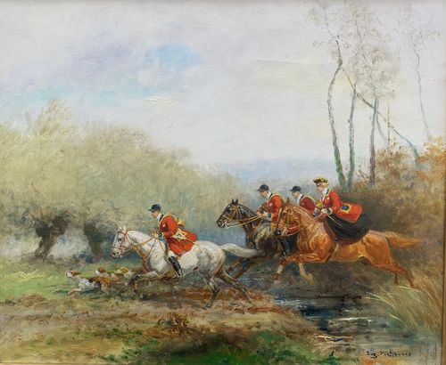 La Chasse à courre en Foret de Rambouillet signée E. Pechaubes